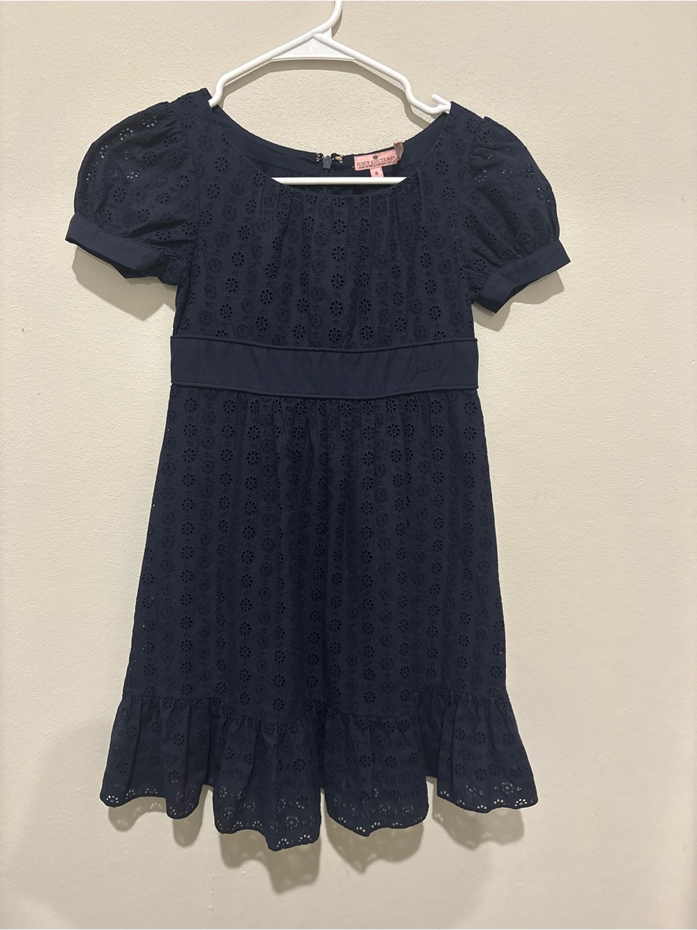 Juicy CoutNavy Eyelet Puff-Sleeve Kids Dress